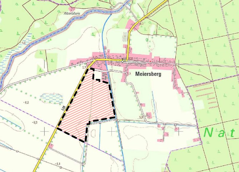 zeigt Übersichtsplan mit Markierung des Geltungsbereichs der Planung