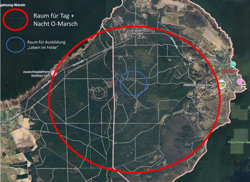 zeigt Karte mit Markierung des Übungsgebiets