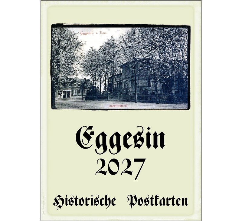 zeigt Deckblatt des Eggesin-Kalenders 2027 mit einer Straßen- und Gebäudeansicht